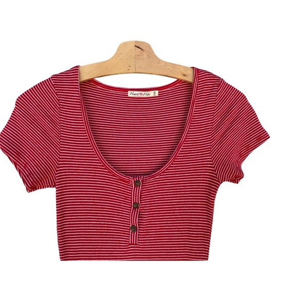 Heart and Hips Red White Striped Ribbed Knit Dress Y2K Style Size M - Picture 4 of 8